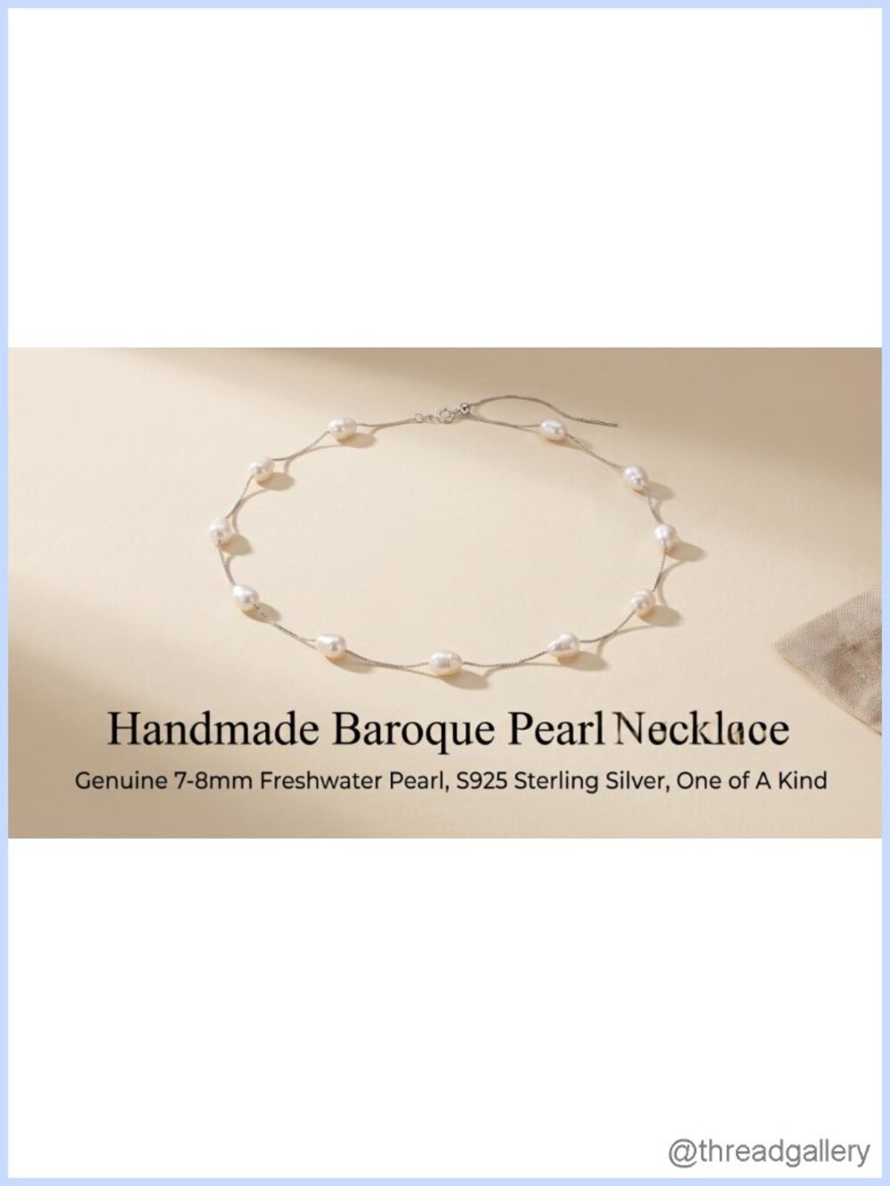 Baroque Pearl Station Necklace S925 Sterling Silver Adjustable - Picture 6 of 6